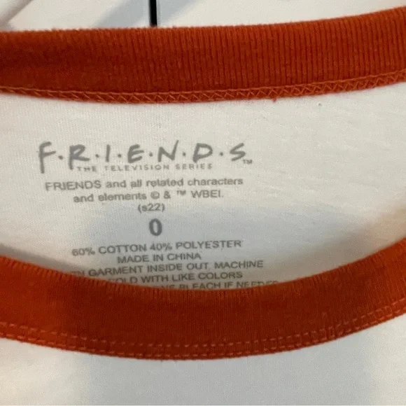 F.R.I.E.N.D.S™ Oversized Ringer Tee White/Orange (Tag 0, measures like L) - Picture 3 of 5